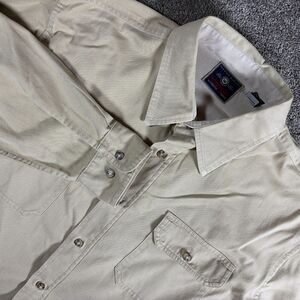 Vintage Wrangler Work Shirt L 100% Cotton Beige